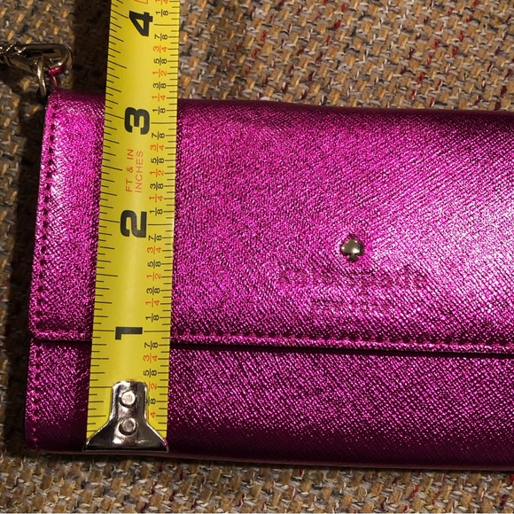 KATE SPADE Hot Pink Saffiano Leather Wristlet w Sparkle NWOT - Picture 15 of 17
